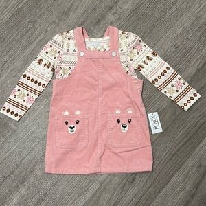 Children’s Place Toddler Girl Polar Bear Jumper Dress Set Pink Corduroy Skirtall